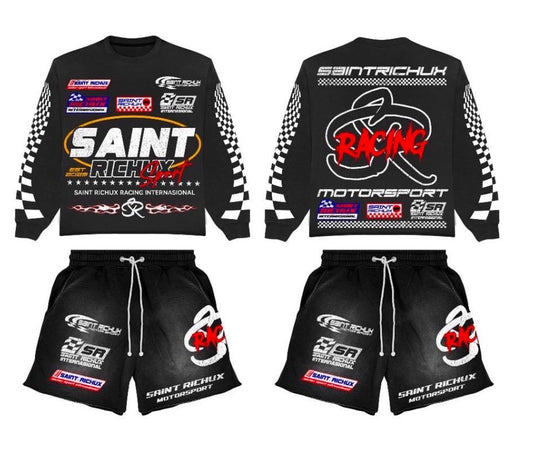 SAINT RICHuX™ Motorsports Set (Black Top Long sleeves, Black Shorts) LIMITED DROP