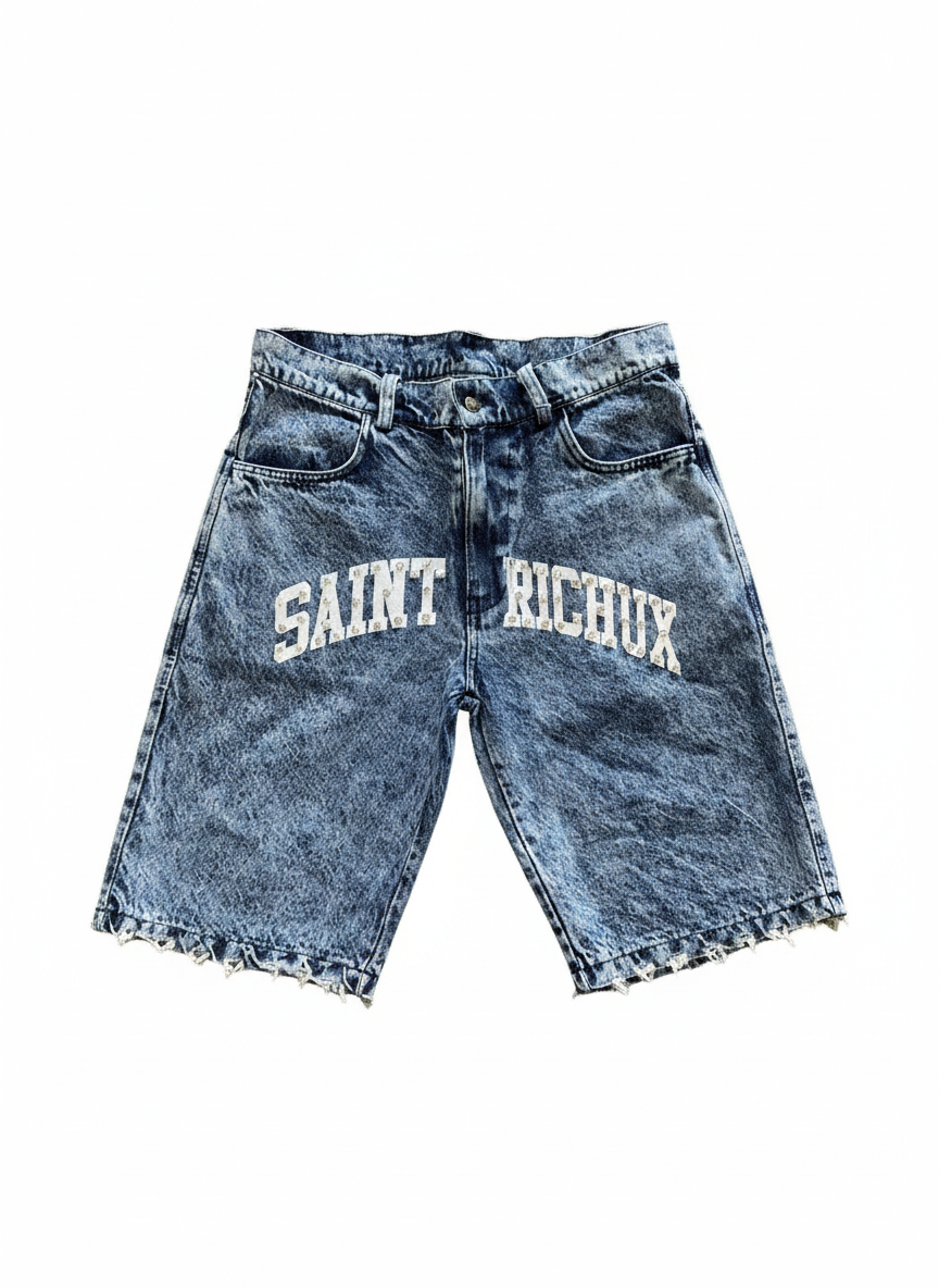 Saint Richux "Sun-Fade Iced" Denim Shorts