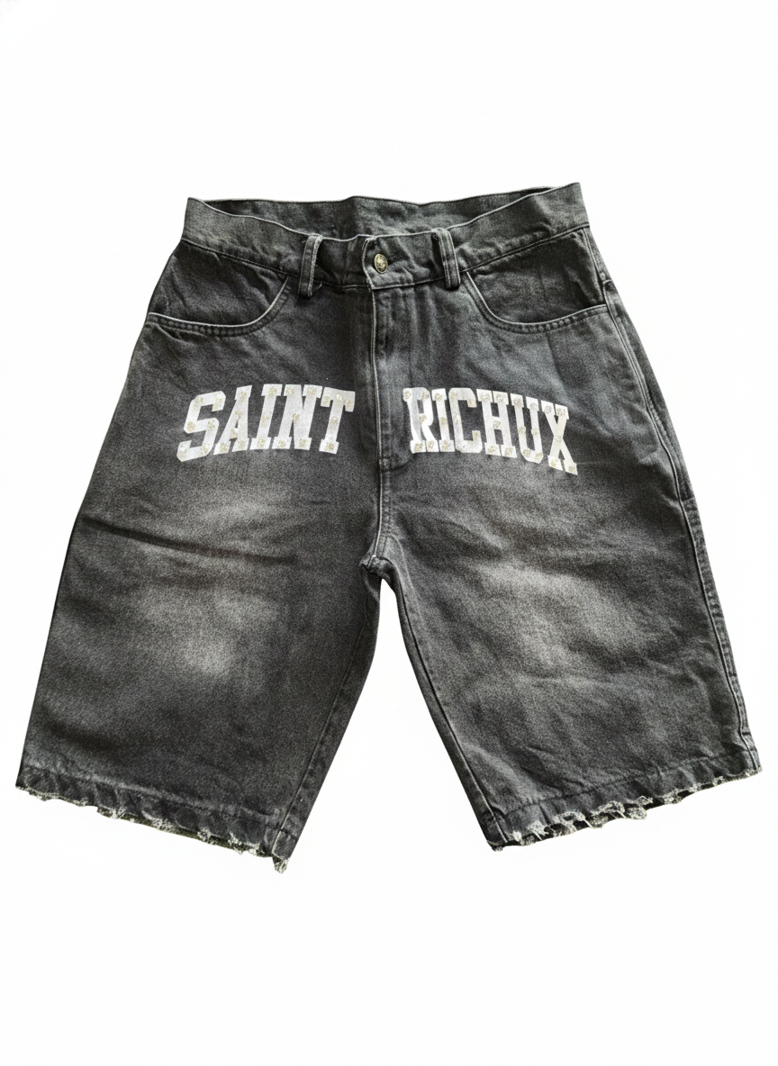 Saint Richux "Sun-Fade Iced" Denim Shorts