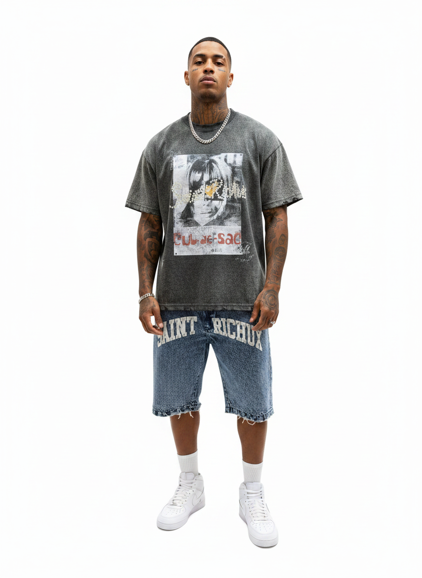 Saint Richux "Sun-Fade Iced" Denim Shorts